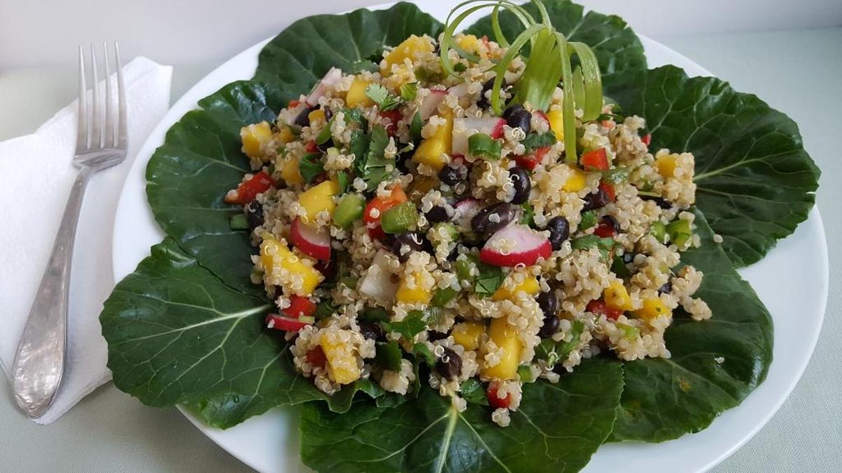Instead of dwelling on weight and being skinny, focus on fueling our bodies with healthy foods like this Citrusy Quinoa and Mango Salad.