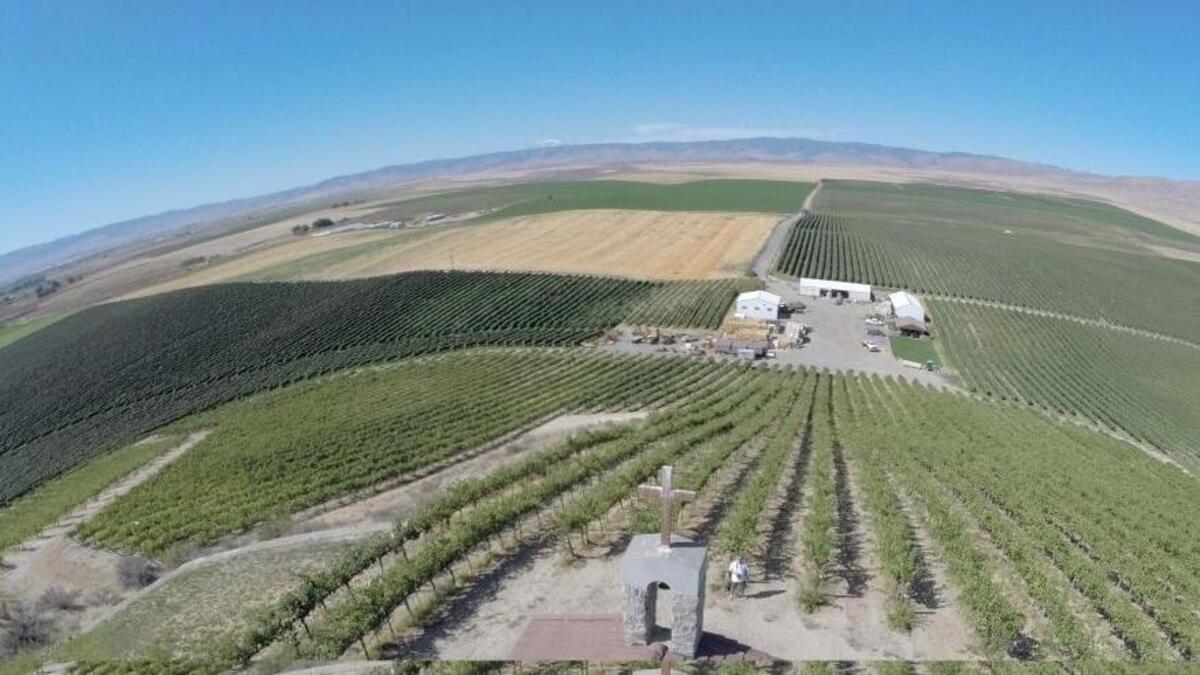 A small chapel sits atop Red Willow Vineyard in the western Yakima Valley. Red Willow is home to Washington’s oldest Syrah vines, and the vineyard continues to grow some of the state’s top Syrah grapes.