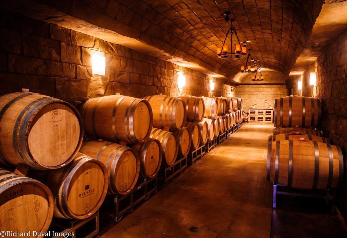 Owner/winemaker Stephen Reustle dug into a hillside to create a cellar cave at Reustle-Prayer Rock Vineyards near Roseburg, Ore.