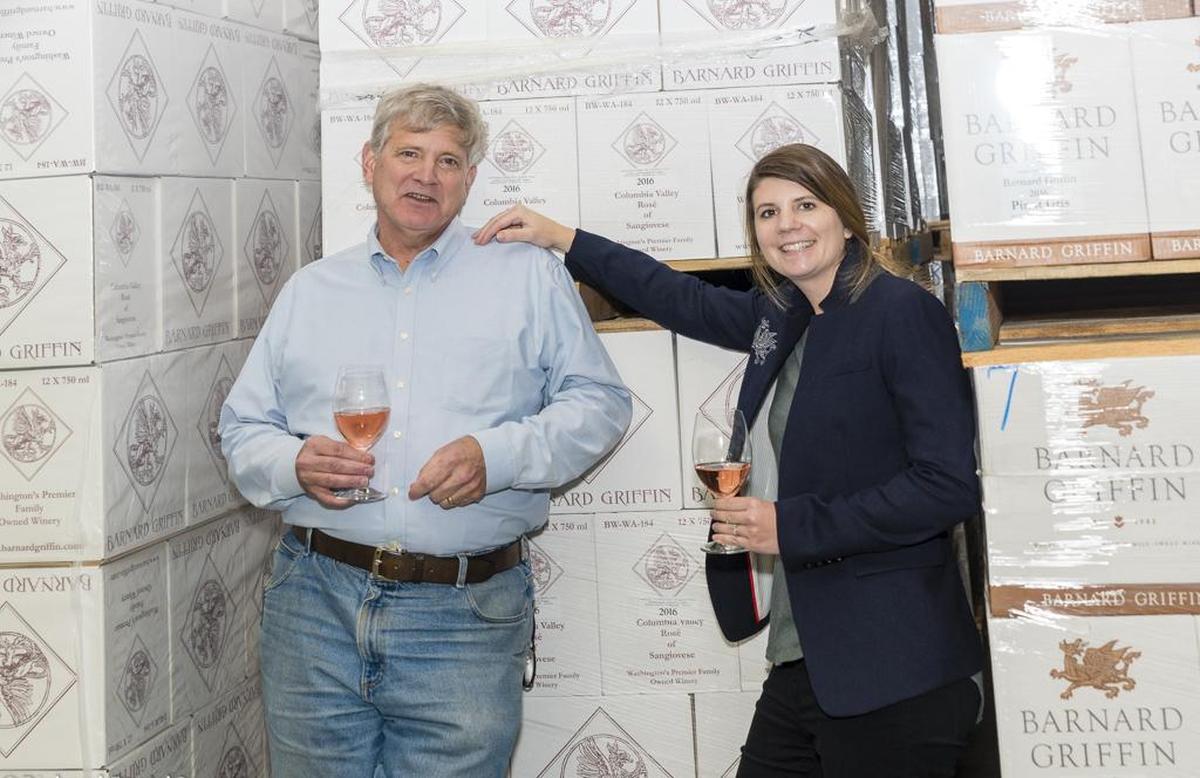 Rob Griffin, the dean of Washington winemakers, and his winemaking daughter, Megan Hughes, form a two-generation team at Barnard Griffin Winery in Richland, Wash.