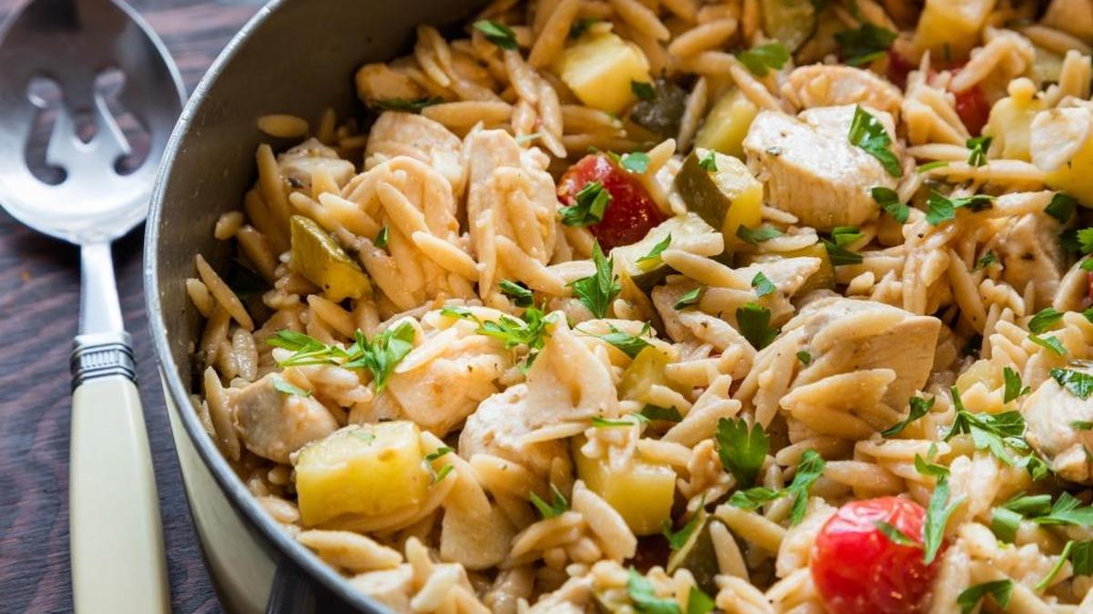 Lemon Rosemary Chicken and Orzo Skillet is not only delicious but nutritious too.