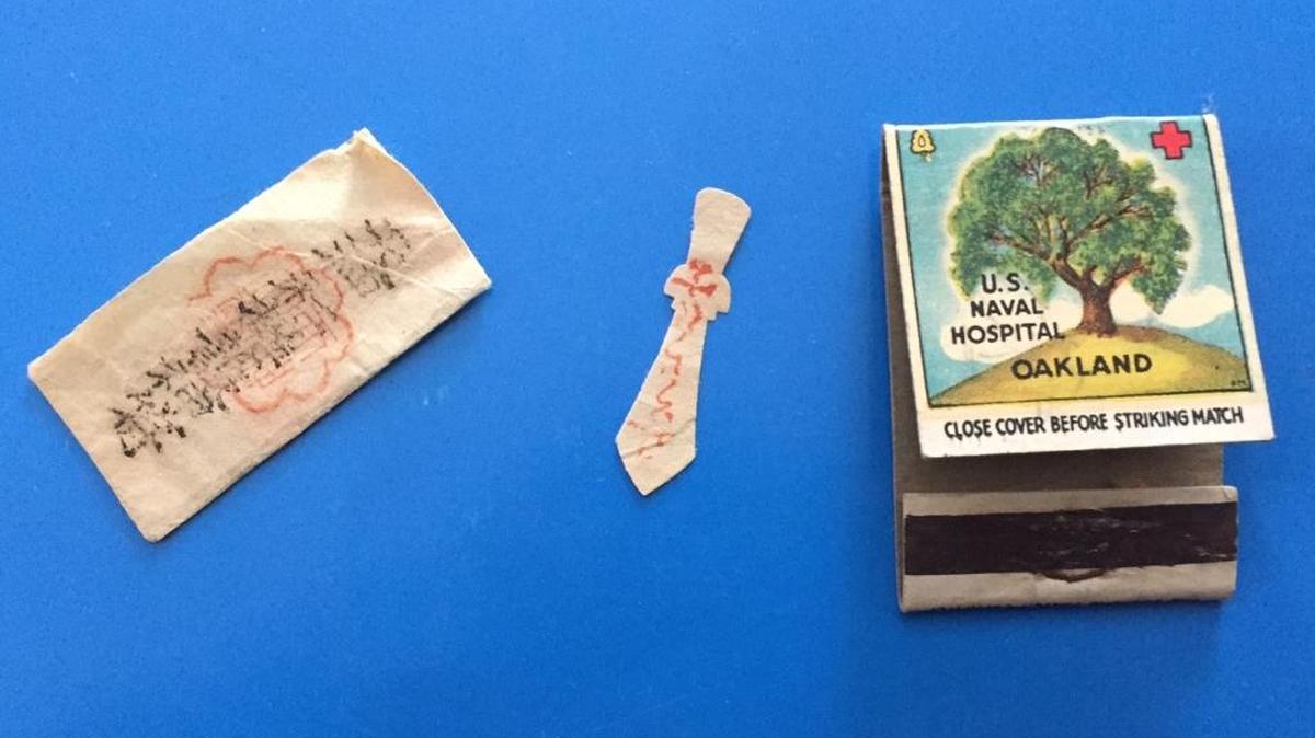 This paper sword is an omamori, a good luck talisman, used by Japanese kamikaze pilots during World War II.