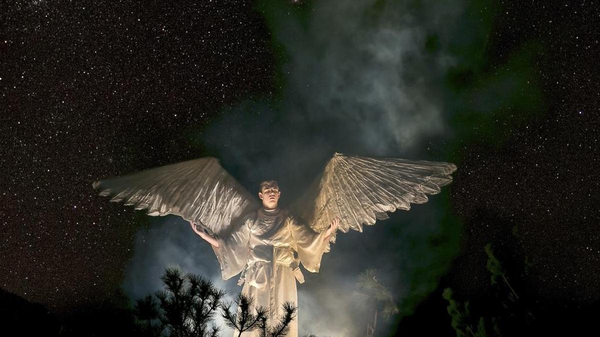 An angel appears during the annual presentation of The Living Nativity by Hillspring Church in Richland. The program includes a traditional telling of the Christmas story, with actors and live animals. It has indoor and outdoor elements, so attendees should bundle up.