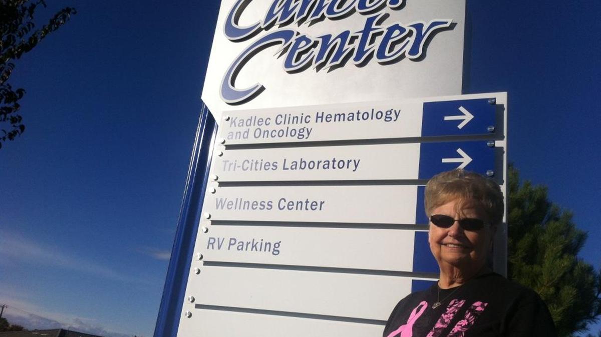 Breast cancer survivor Gwen Monteney of Kennewick visits the Tri-Cities Cancer Center. In 1984 she was diagnosed with terminal cancer.