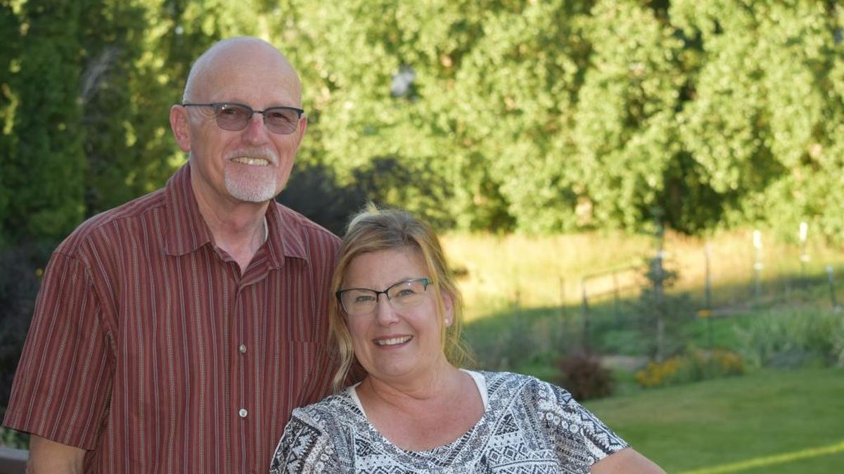 Rand Akins and wife Stephanie enjoy an evening on their back deck. Rand has parahemophilia and is cautious about activity that carries risk. “I depend on God and medical science that has been developed because of the intelligence he has given us. He can heal me in a pinch, but I want to take care of myself.”
