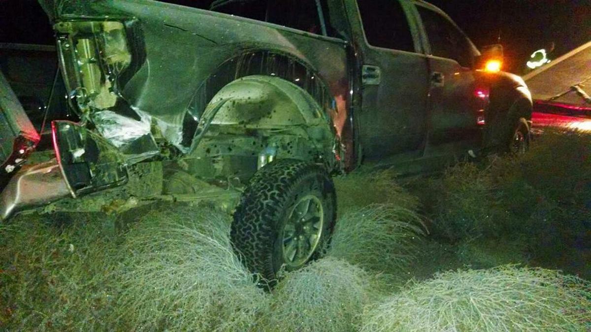 Bailey Jasper’s Ford F-150 SVT Raptor shortly after the accident in Moses Lake on January 31, 2016.