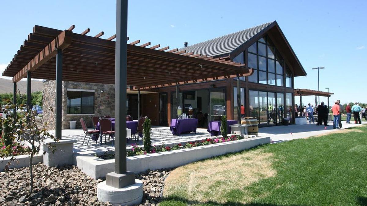 The Walter Clore Wine & Culinary Center Outdoor Event Facility in Prosser, dedicates a statue to its namesake, Dr. Walter Clore, at a reception and dedication on Nov. 12.
