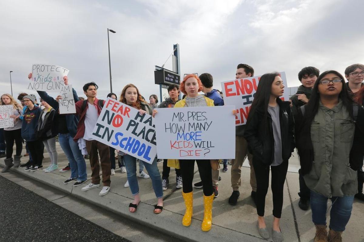 Delta High School students in Pasco took part in a nationwide 17-minute walkout Wednesday to protest gun violence and remember the 17 victims from the mass shooting in Florida by releasing white balloons. More than 2,000 Tri-City students walked out of class Wednesday.