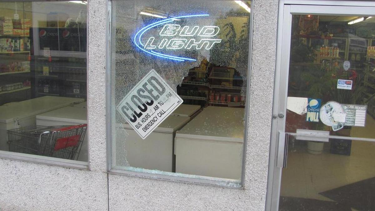 A window was smashed to access T&T Market in Kennewick.