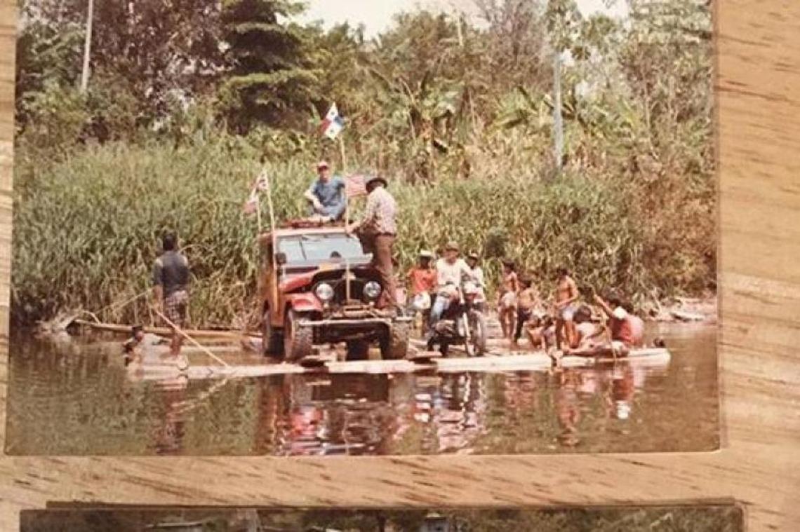A photo shows how the Jeep made it across the rivers as they traveled through the Darien Gap.
