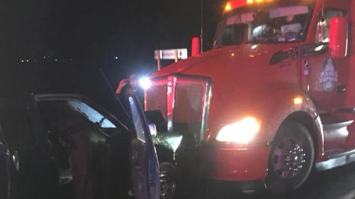 A Pasco man was hurt after getting hit by a semi near Mesa Friday evening.
