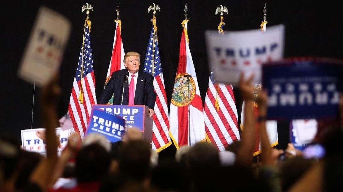 Republican candidate for president Donald Trump speaks at a Florida rally.