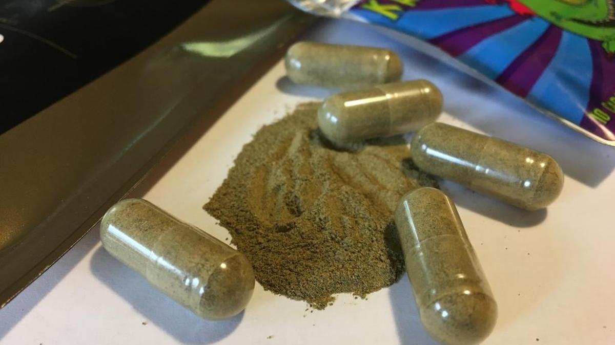 In this Sept. 27, 2017 photo, kratom capsules are displayed in Albany, N.Y.