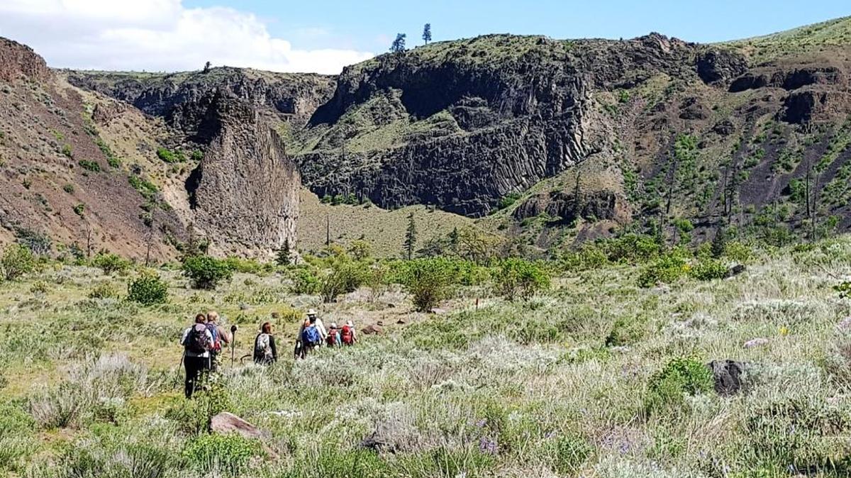 Intermountain Alpine Club hiking along the Tieton River Nature Trail near the near the Oak Creek Wildlife Recreation Area west of Yakima.
