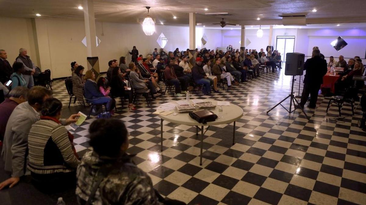 The Latino Civic Coalition will hold the second in a series of community visioning sessions from 1 to 5 p.m. Saturday Dec. 10, at the Pasco Parks and Recreation gym, 525 N. Third Ave. Above, Kennewick Police Chief Ken Hohenberg speaks at the first, held in November.