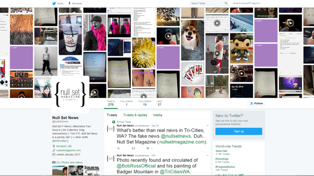 The local art collaborative Null Set is in the midst of a project aimed at exploring the ease, power and impact of misinformation or fake news. Participants are tweeting parody news under the Twitter account @nullsetnews.