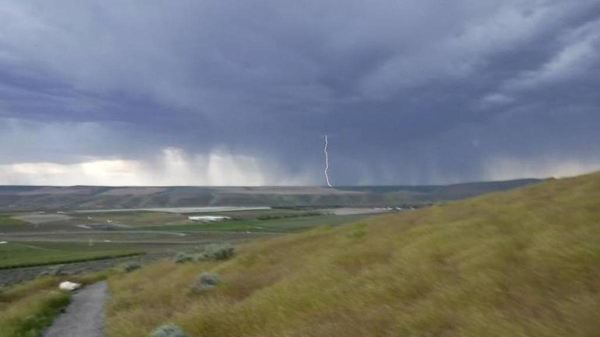 May weather in the Tri-Cities was notable for its thunderstorms. Reader Sharon Fitzpatrick of West Richland took this photo as she hurried of the Candy Mountain trail.