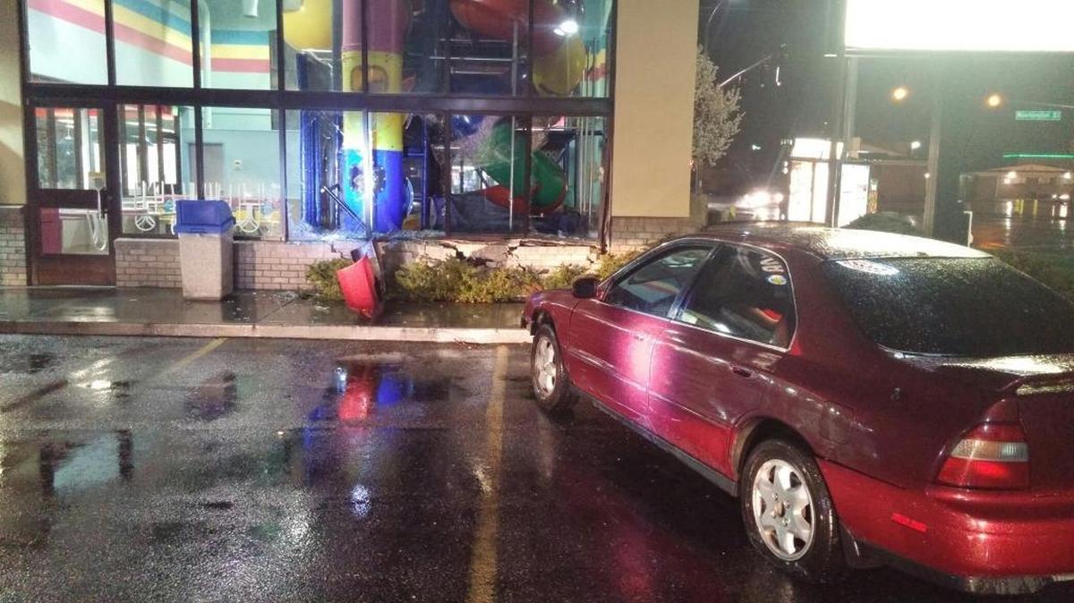 Car crashes into Kennewick Burger King late Monday night.