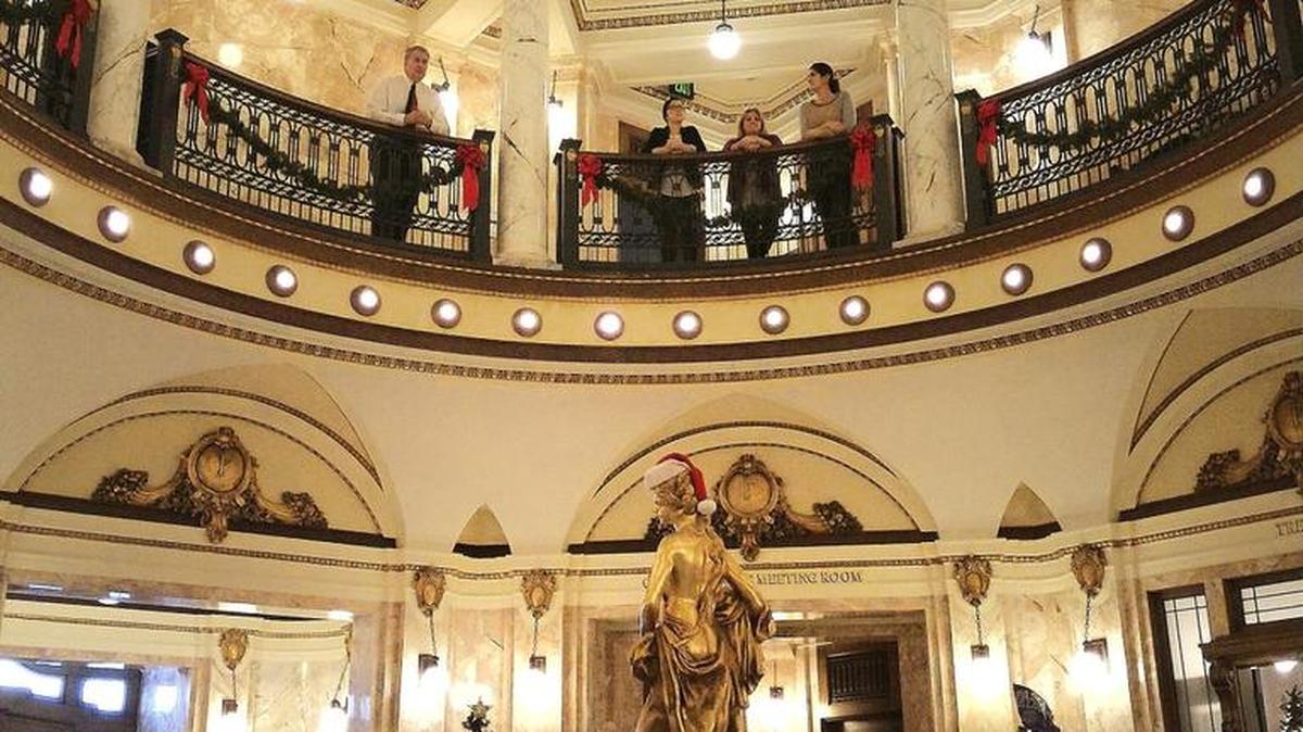 Benton-Franklin County Superior Court Judge Vic VanderSchoor kept up his annual holiday tradition by singing Christmas carols in the Franklin County Courthouse rotunda to county employees and citizens.