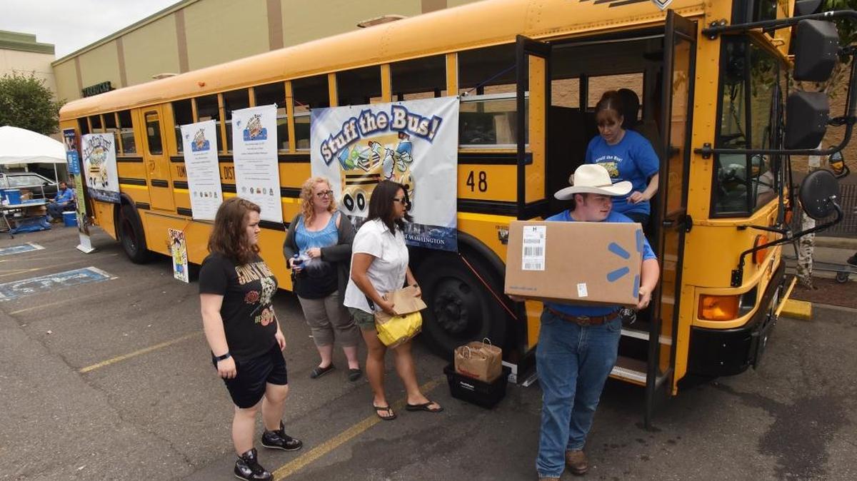 The Richland School District invites community members to contribute donations of coothing, non-perishable food and personal hygiene items during the third annual Stuff The Bus, Saturday morning at Office Depot and Yoke’s Fresh Market.