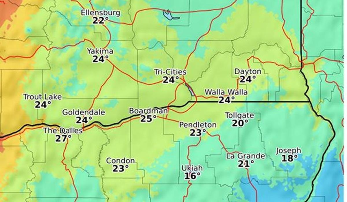 Lows will drop well below freezing this week. The map shows Wednesday morning lows.