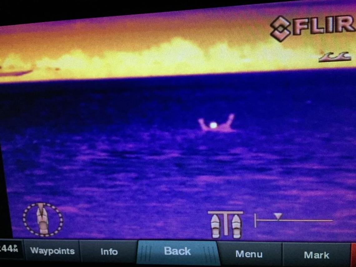 Images from Pasco’s new infrared camera show a swimmer against the cooler background of the Columbia River.