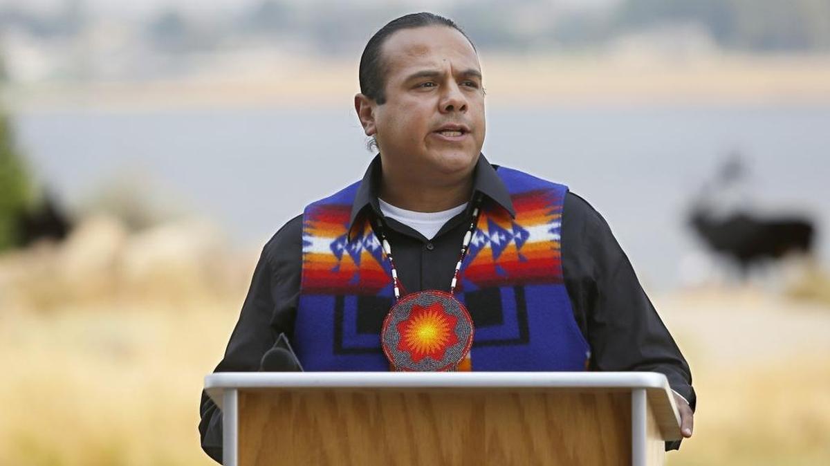 
JoDe Goudy, Yakima Nation Chairman, speaks earlier this year about a bill that would return the prehistoric human remains of the Kennewick Man to a coalition of Columbia Basin tribes.
