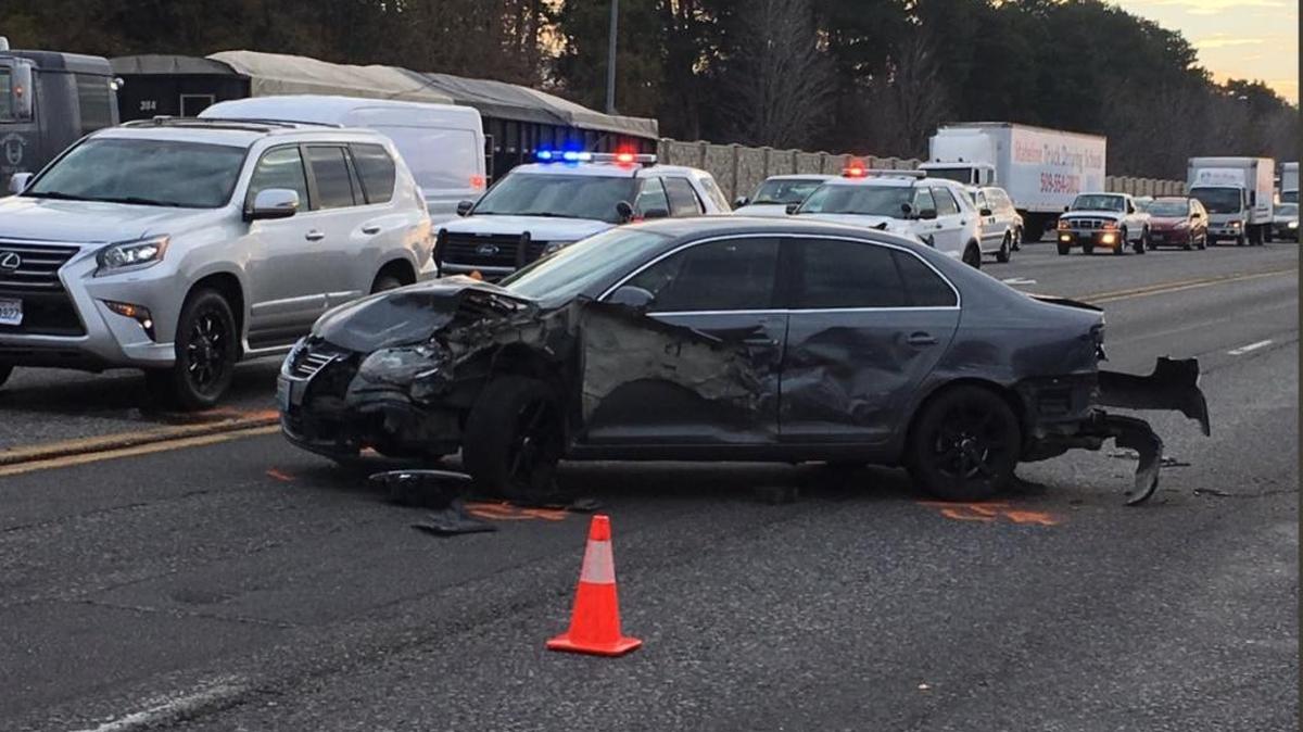 A semi truck ran a red light on Highway 240 in Richland, leaving two women injured and three cars damaged Wednesday morning.