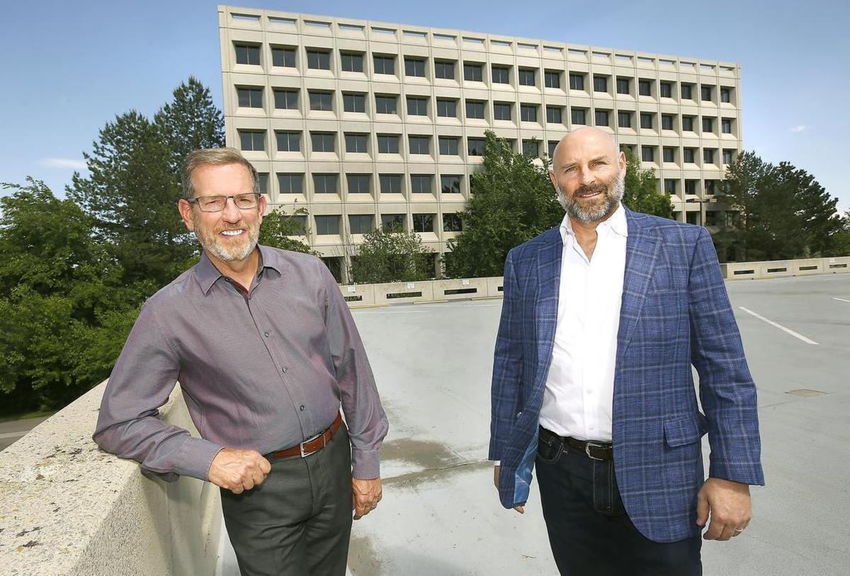 Local business partners John Crook, left, and David Lippes of Boost Builds are focusing their efforts on revitalizing central Richland with new construction and gentrifying several existing buildings. They are currently working transforming the Tri-Cities Professional Center office buildings at 1100-1200 Jadwin Ave.