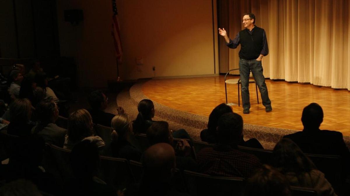 Ira Flatow, host of National Public Radio’s ‘Science Friday,’ speaks to Pacific Northwest National Laboratory scientists and Delta High School students at Battelle Auditorium in Richland in this 2012 photo.