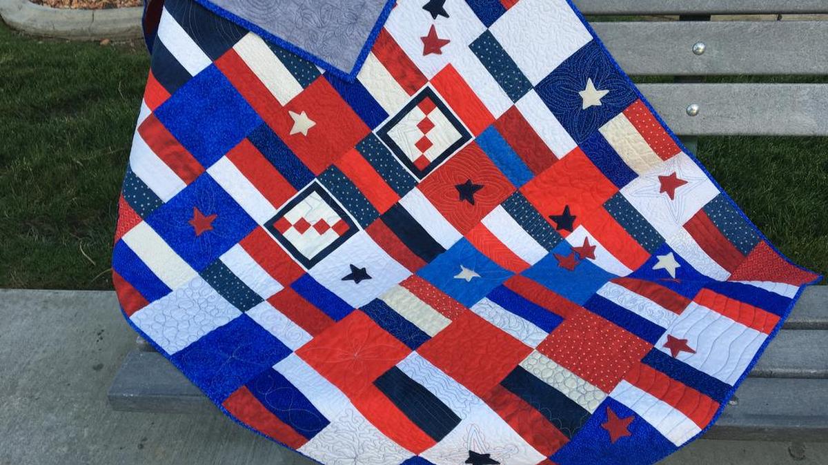 This handmade patriotic quilt will be offered up at a silent auction during Warrior Sisterhood’s rummage sale fundraiser on July 1. The Helena Quilters’ Guild donated the quilt to the group. One of the guild members is the mother of a Warrior Sisterhood cancer survivor.