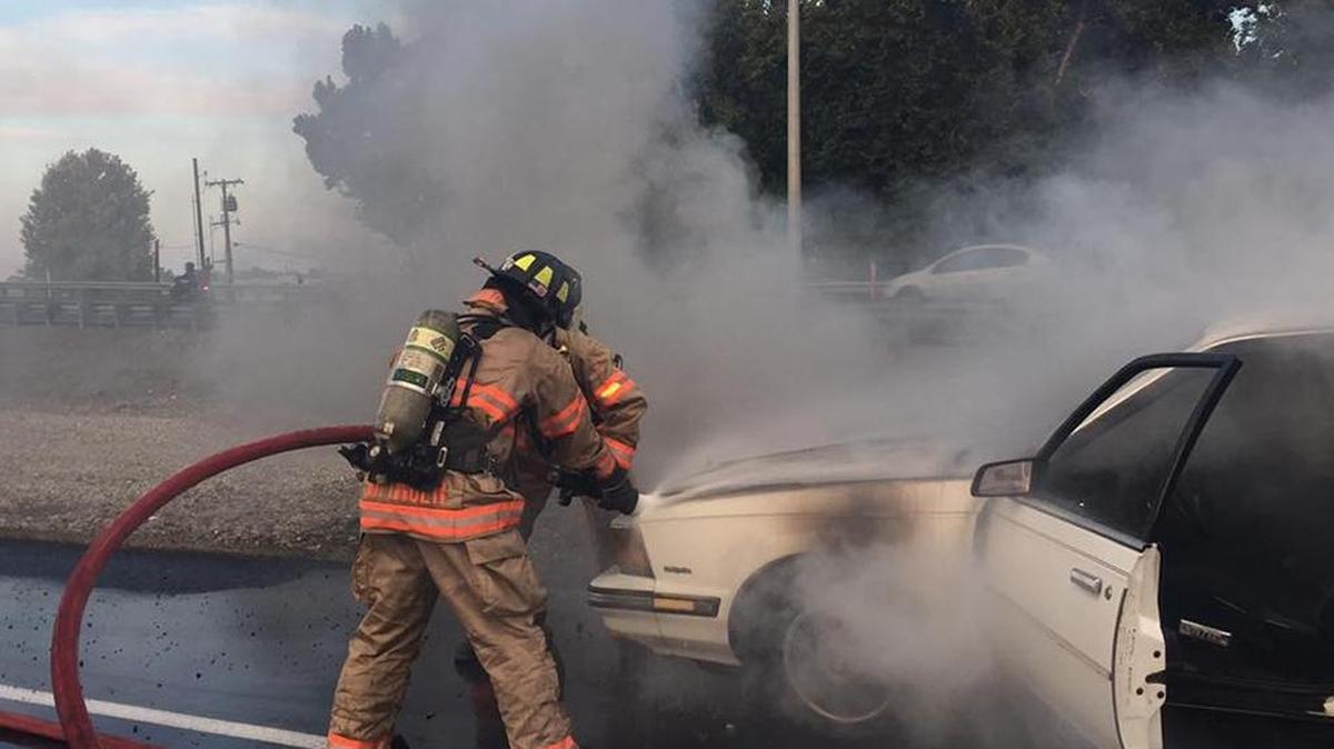 Crews from Pasco fire and police showed up near Highway 395 and the blue bridge Lewis Street exit about 6 p.m. Sunday to put out a car fire. It’s unclear how the fire started.