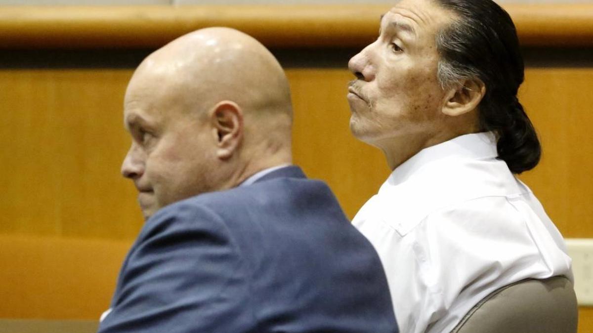 Rory Alan Star, right, sits near his defense attorney Sam Swanberg Monday during his trial in Benton County Superior Court. Star, who has a 1983 murder conviction, allegedly pointed a knife at customers in a Richland Starbucks on Oct. 19. He is charged with two counts of second-degree assault. Watch a video at tricityherald.com/video.
