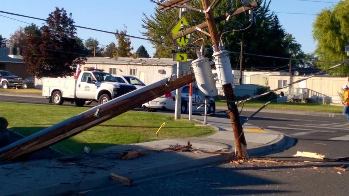 The driver of a car that hit a power pole in West Richland Wednesday is accused of speeding.