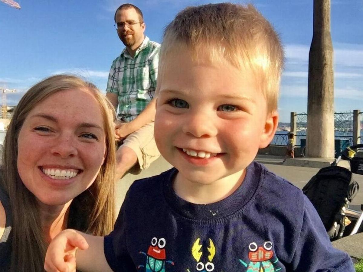 David Schreiber, 2, died from a skull fracture in July 2016. The Richland toddler is pictured with his parents, Jennifer and Dan Schreiber, during a trip to Seattle before his death.