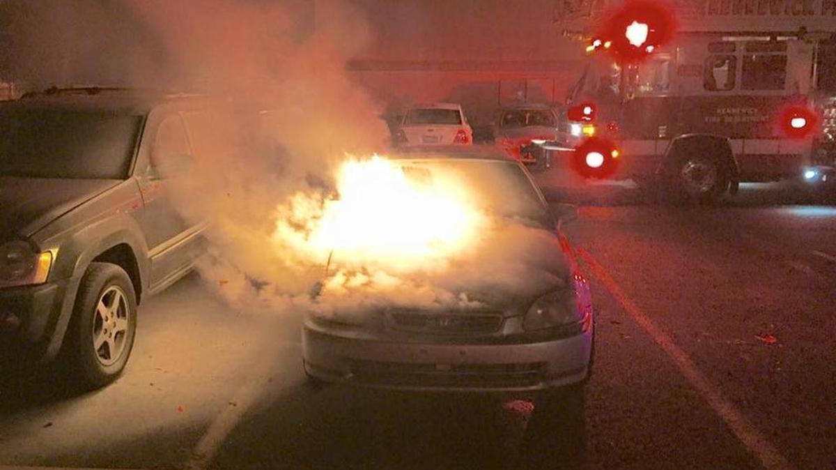 Police are investigating this car fire on Tweedt Street Monday night as an arson.