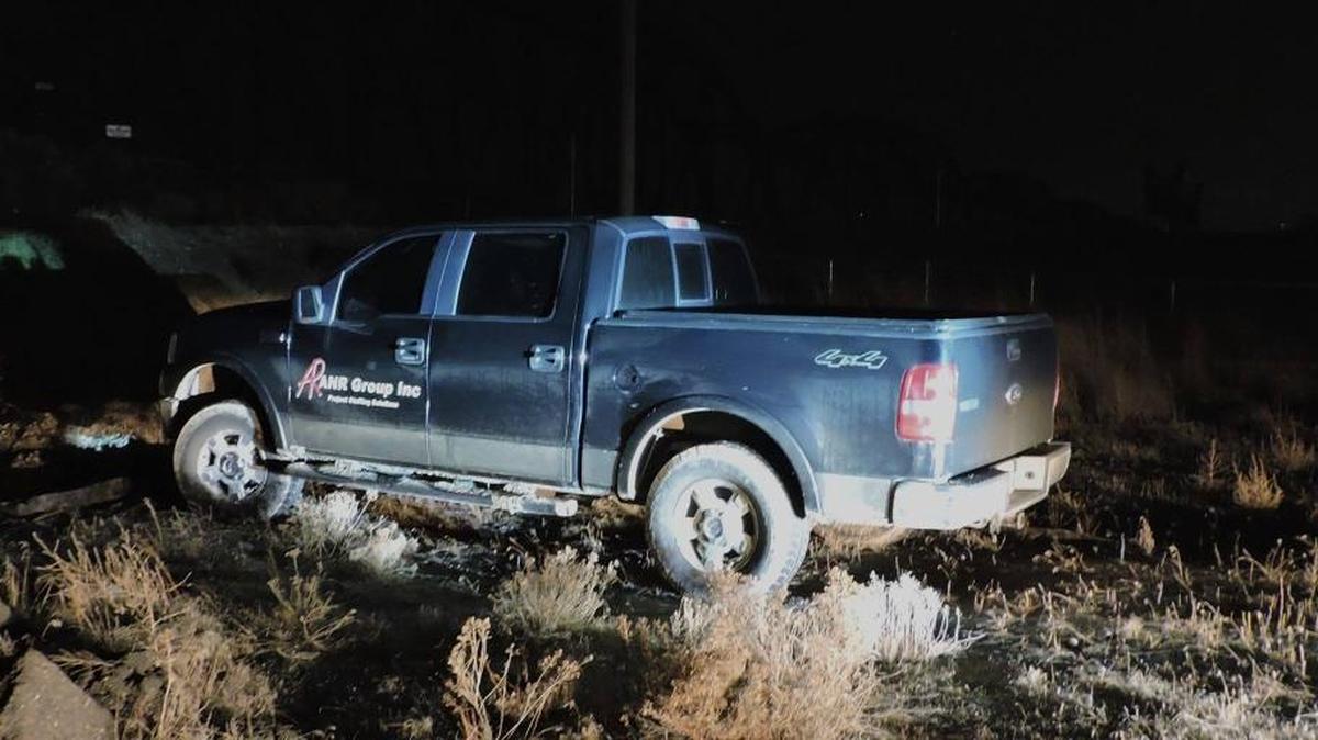 A Port of Pasco security officer spotted a man sitting in this truck in the weeds near port property Monday night. Police arrested the man after determining the truck was stolen in Richland earlier that day.
