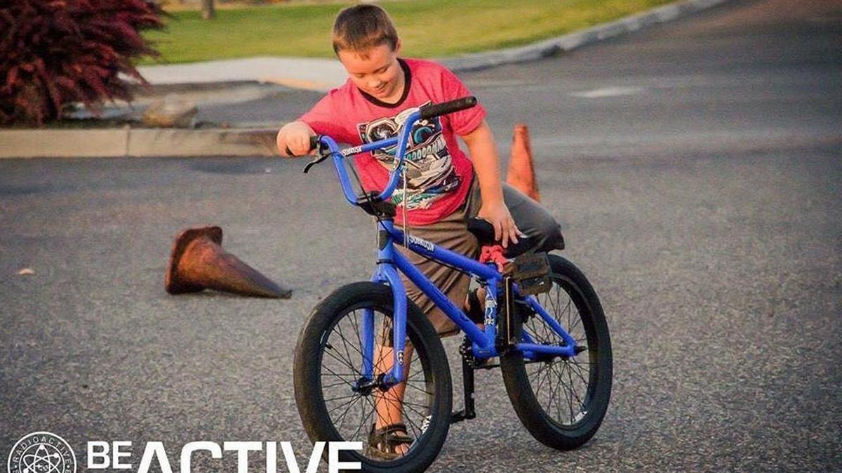 Brodi Balke received this bike this summer from the Radioactive Subaru Club. The club raised $400 to replace it after it was stolen this summer. The thieves returned to take it again last night.