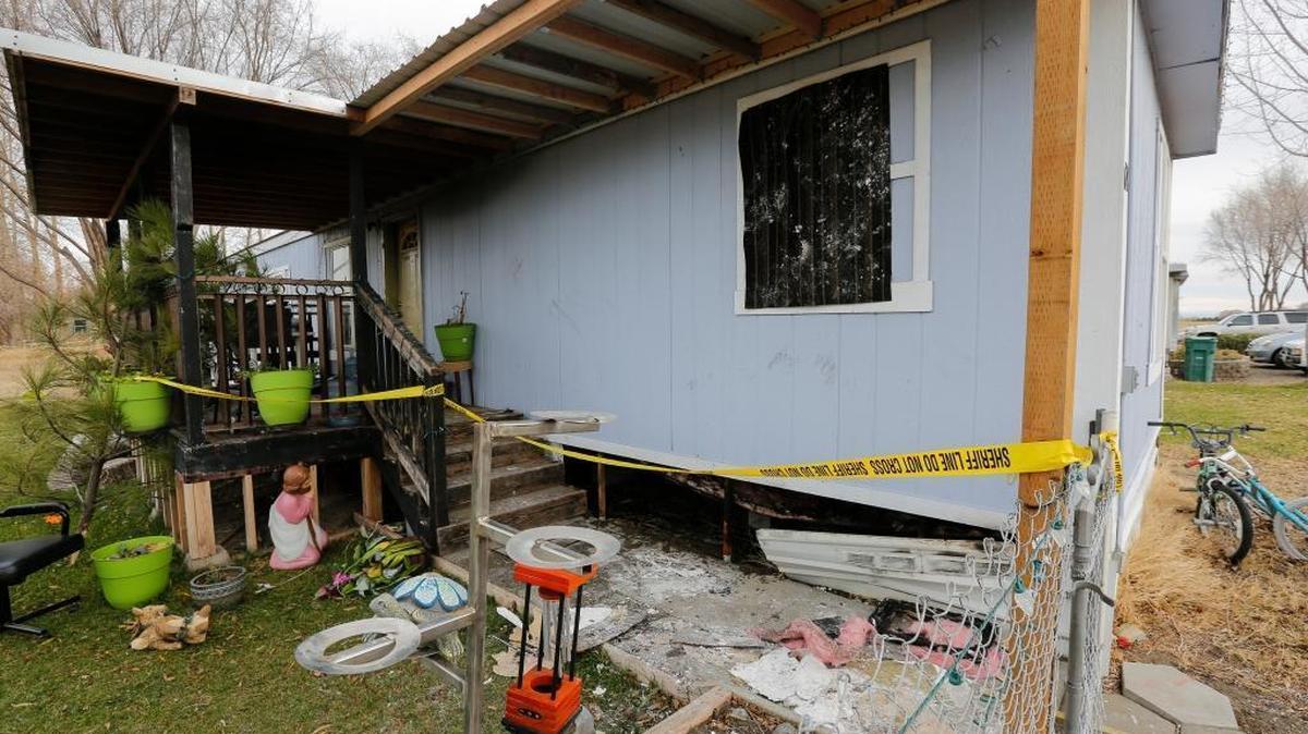 The aftermath of a manufactured home that caught on fire in the Homestead Manufactured Housing Community in Kennewick at 203106 E Bowles Road.