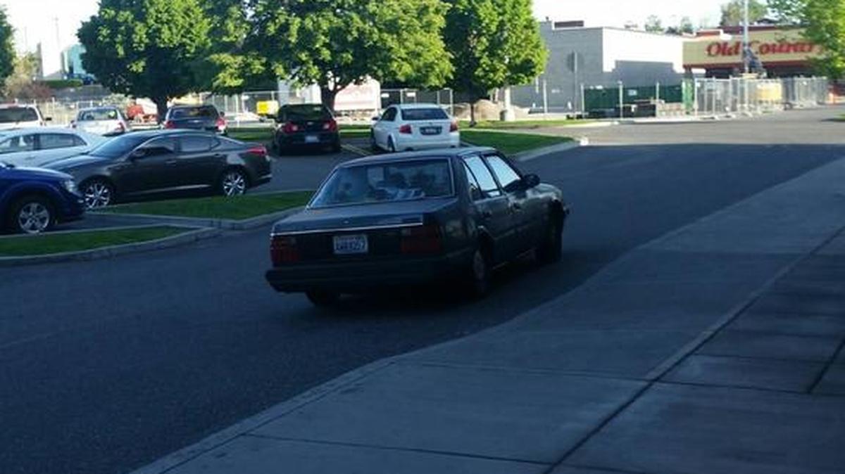 The car that two thieves got into and fled in after stealing about $500 worth of merchandise from the Barnes & Noble Booksellers at Columbia Center in Kennewick.