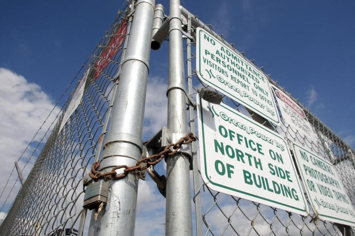Padlocks secured a gate at Michael Spitzauer’s Green Power facility in the Port of Pasco’s Big Pasco in 2010 after the company failed to pay rent.