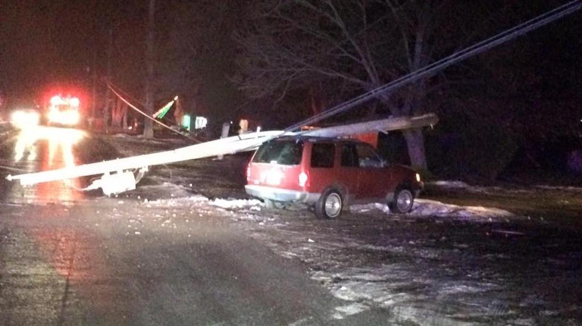 The driver ran from the scene after knocking down a power pole in Kennewick.