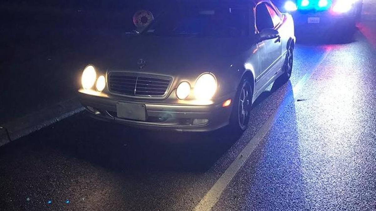 Pasco police stopped this stolen Mercedes that had an Alabama license plate on it.
