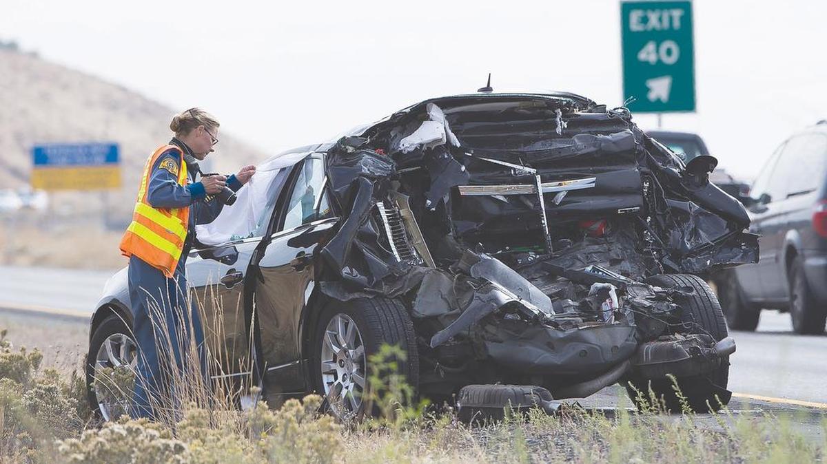 State troopers investigate the Oct. 23 crash on eastbound Interstate 82 between milepost 39 and 40 near Union Gap.