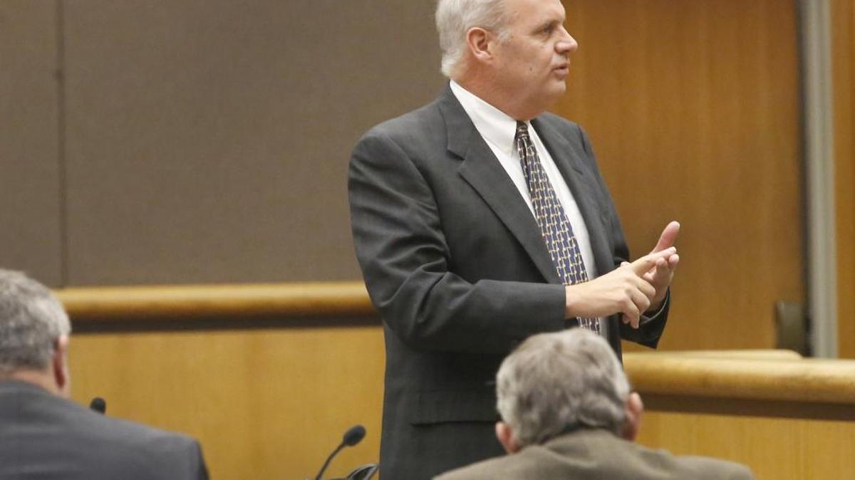 Benton County Prosecutor Andy Miller makes his closing statement Thursday morning in the triple murder trial of Francisco Resendez Miranda in Benton County Superior Court in Kennewick. Miranda is accused in the death of three Pasco residents in August 2014.