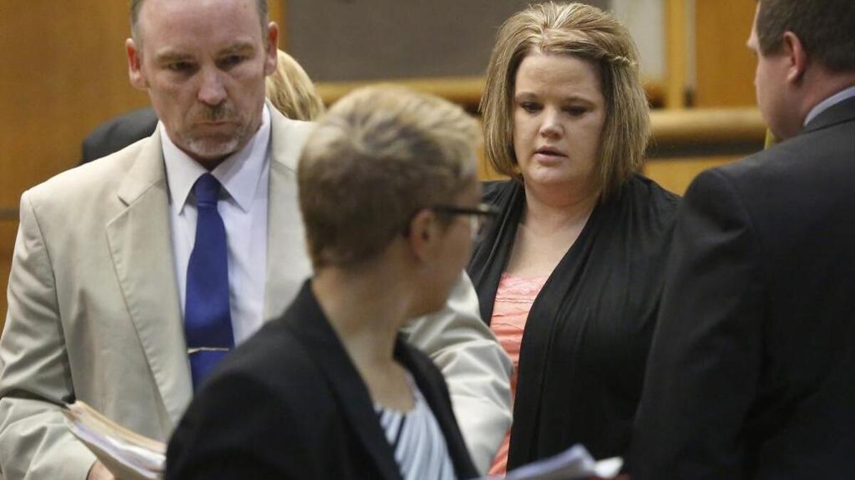 Jennifer L. Morris is charged with embezzling $745,000 over at least four years from a Richland doctor's office. She appeared Thursday in Benton County Superior Court with her attorney John Jensen of Kennewick.