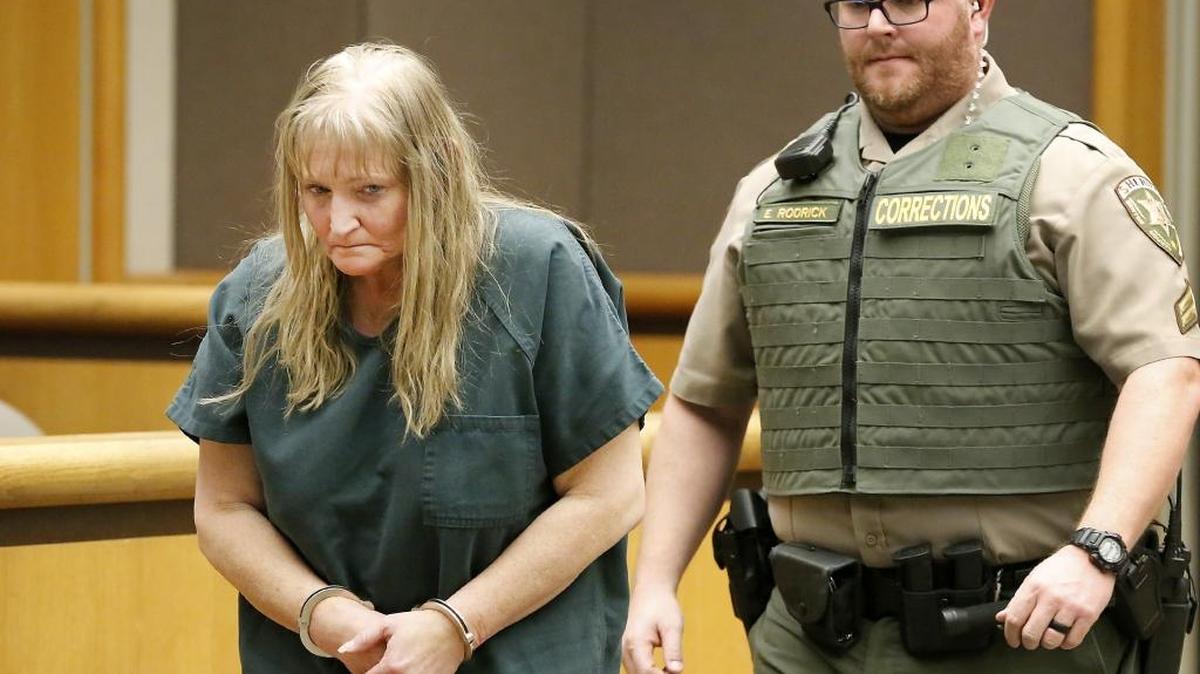 Suspect Theresa Wiltse, 49, of Connell appears in Benton County Superior Court in connections with last week’s kidnapping of Sandra Harris of Kennewick. The victim’s body was discovered Sunday morning on a rural Benton County road about 15 miles south of Kennewick.