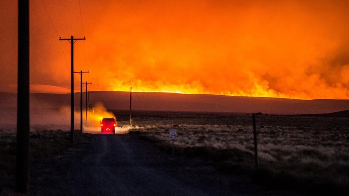 The Range 12 Fire advanced in the summer of 2016 toward the north end of the Arid Lands Ecology Reserve, which is part of the security perimeter around the Hanford nuclear reservation west of Highway 240.