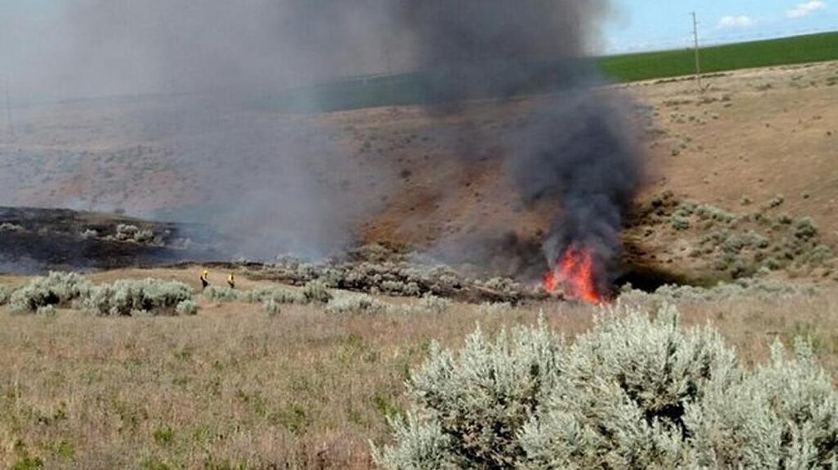 Firefighters from around the Mid-Columbia responded to help battle a wild fire near Plymouth Wednesday afternoon.