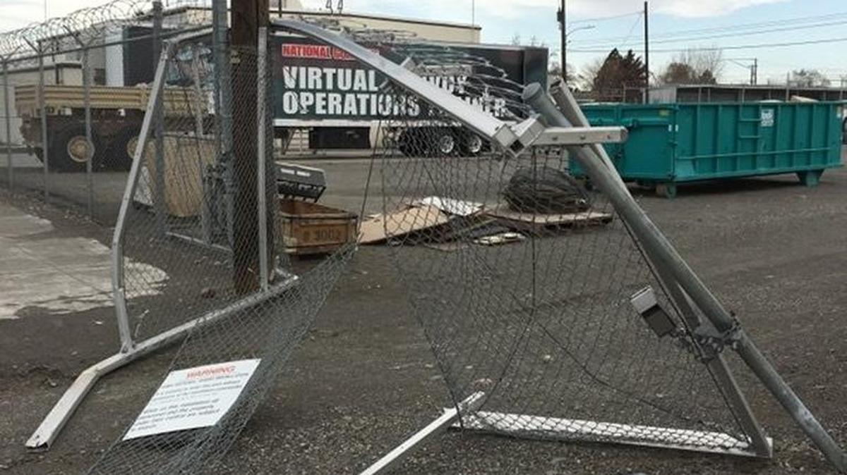 A stolen Humvee was not stopped by the locked gate at the Army National Guard armory in Pasco.